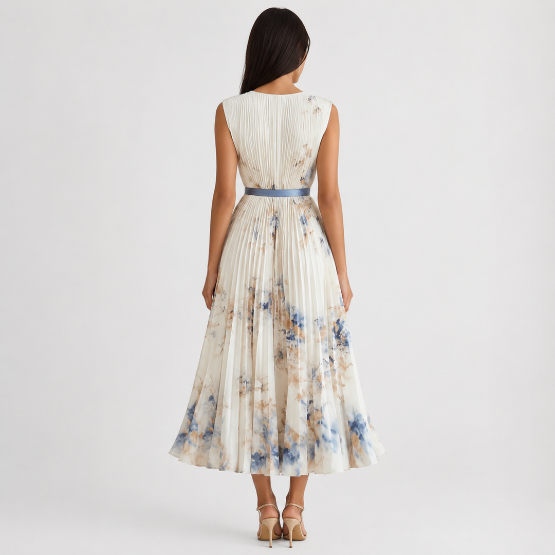 Robe Midi Plissée Fleurie