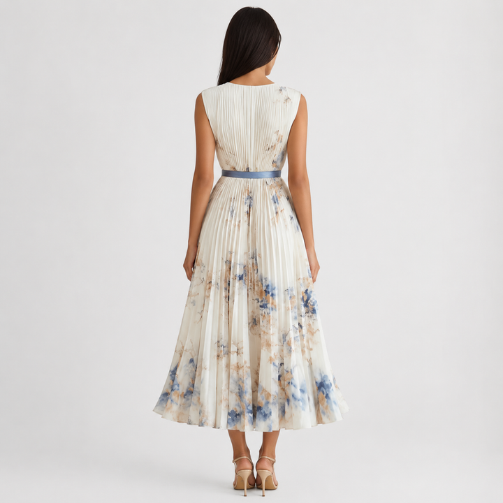 Robe Midi Plissée Fleurie
