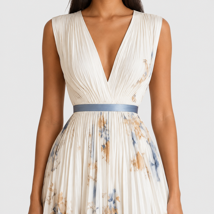 Robe Midi Plissée Fleurie