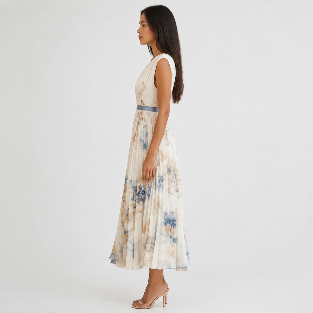 Robe Midi Plissée Fleurie
