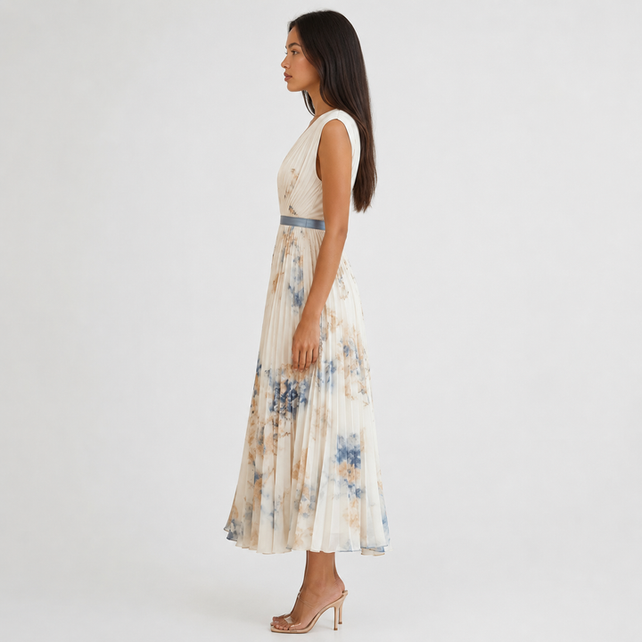 Robe Midi Plissée Fleurie