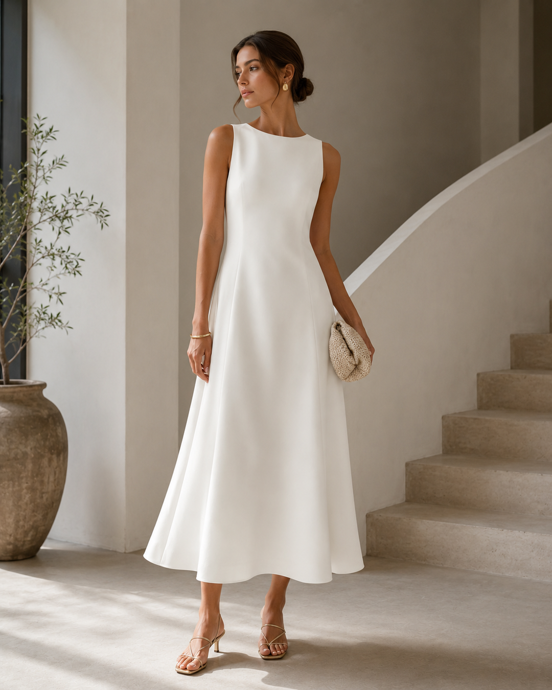 Robe Midi Française Minimaliste