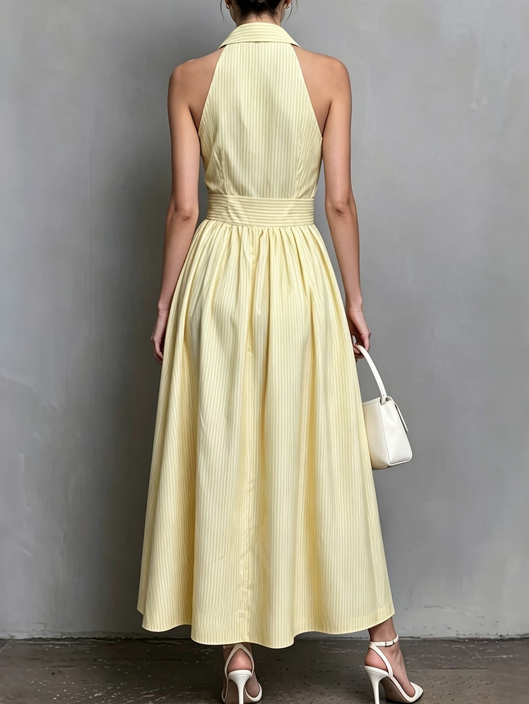 Robe midi rayée à poches