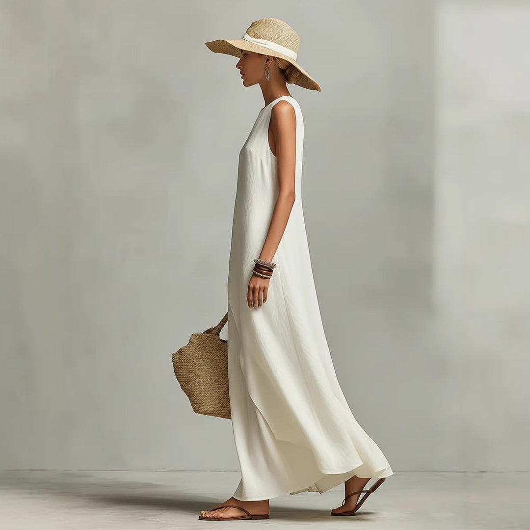 Robe Longue Ivoire Coupe Ample
