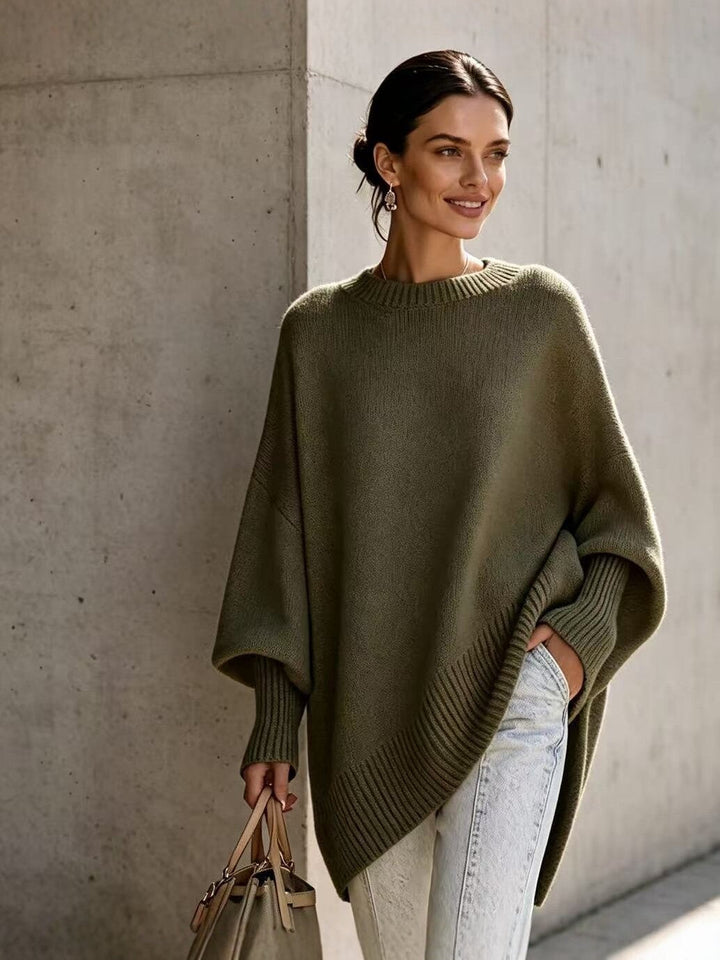 Pull grande taille en maille à col rond
