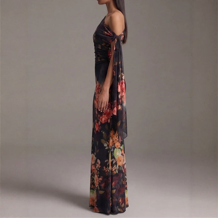 Robe Longue Fleurie Asymétrique