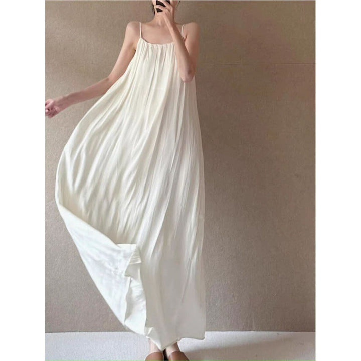 Robe Longue Plissée à Fines Bretelles
