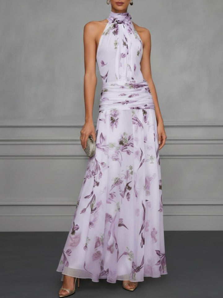 Robe Longue Fleurie Taille Froncée