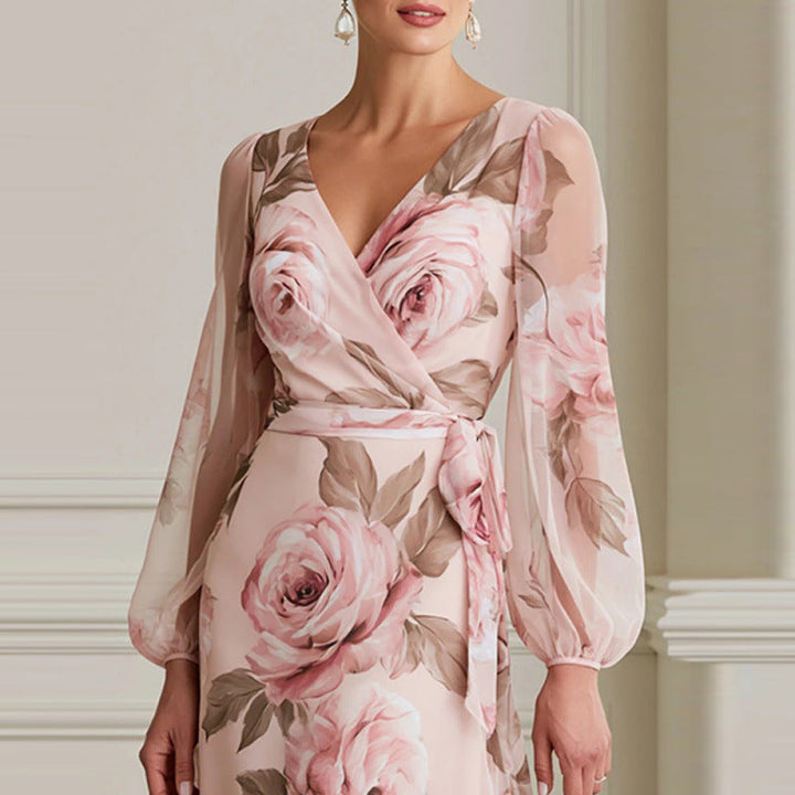 Robe Midi Fleurie Rose