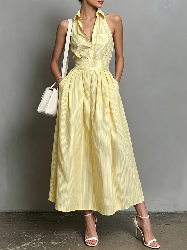 Robe midi rayée à poches