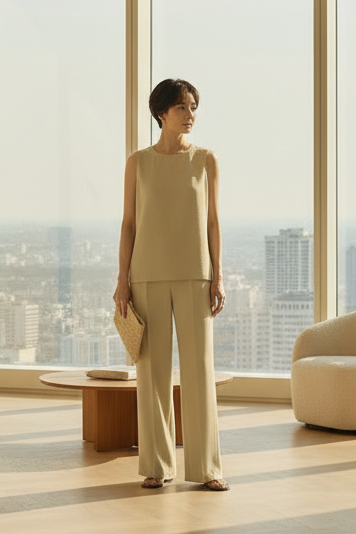 Ensemble Haut et Pantalon en Fibre Naturelle