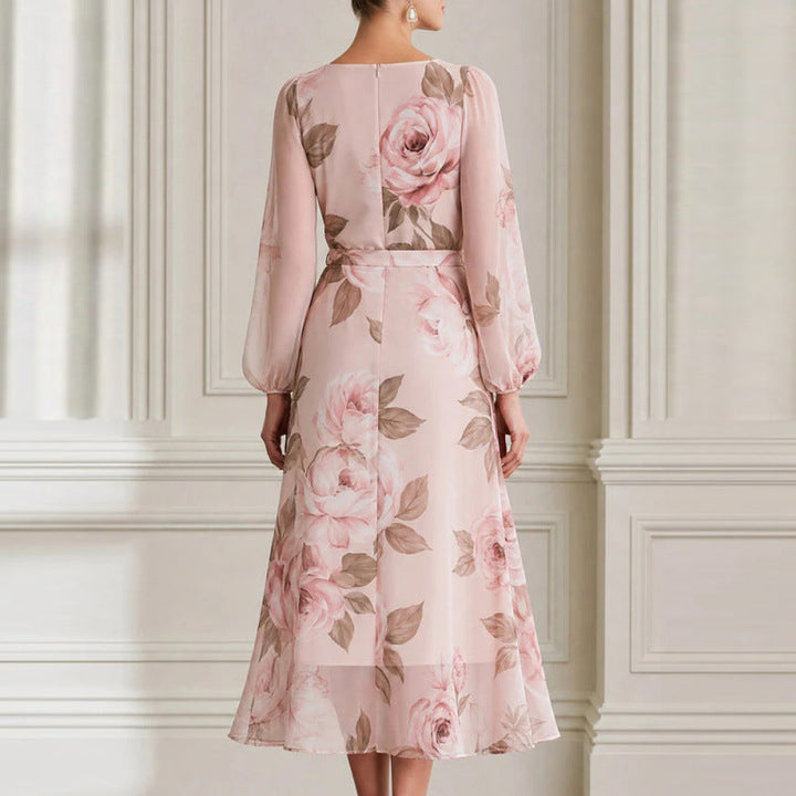 Robe Midi Fleurie Rose