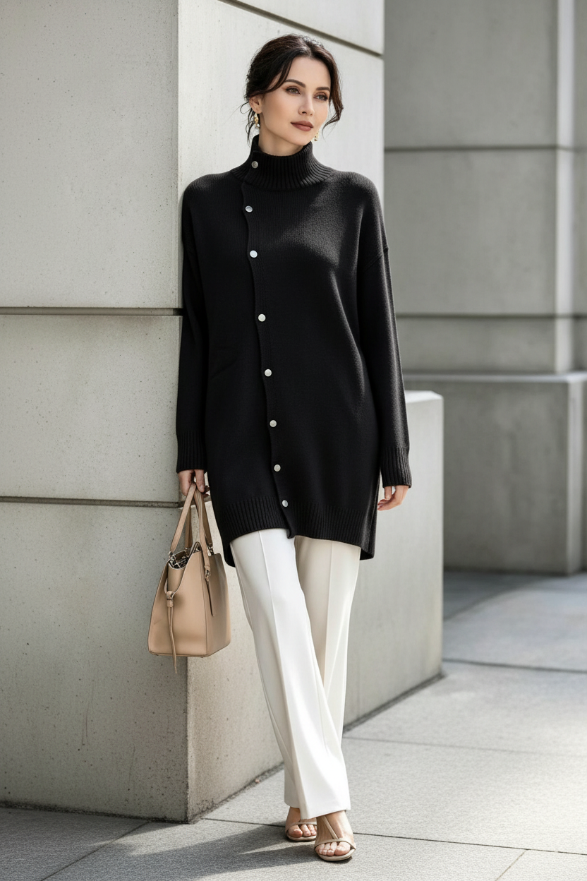 Cardigan col montant en maille