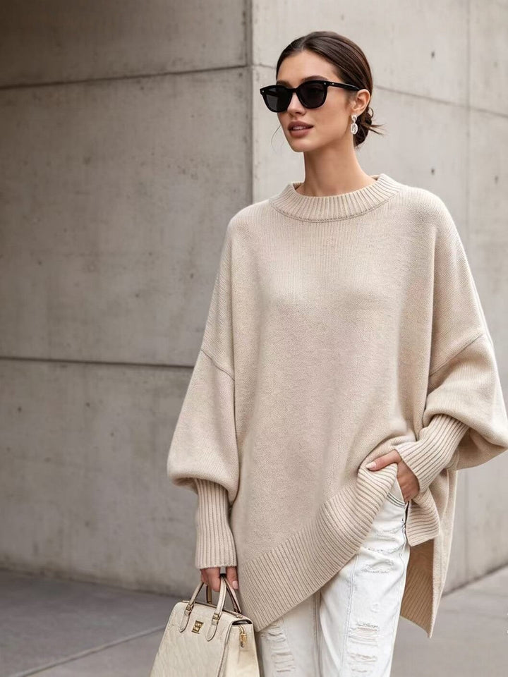 Pull grande taille en maille à col rond