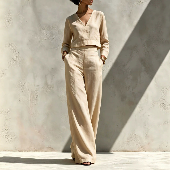 Haut Court et Pantalon Taille Haute