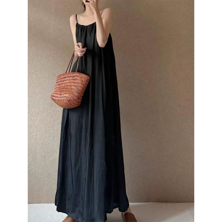 Robe Longue Plissée à Fines Bretelles