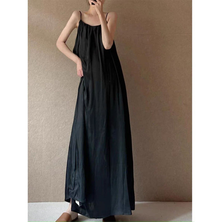 Robe Longue Plissée à Fines Bretelles