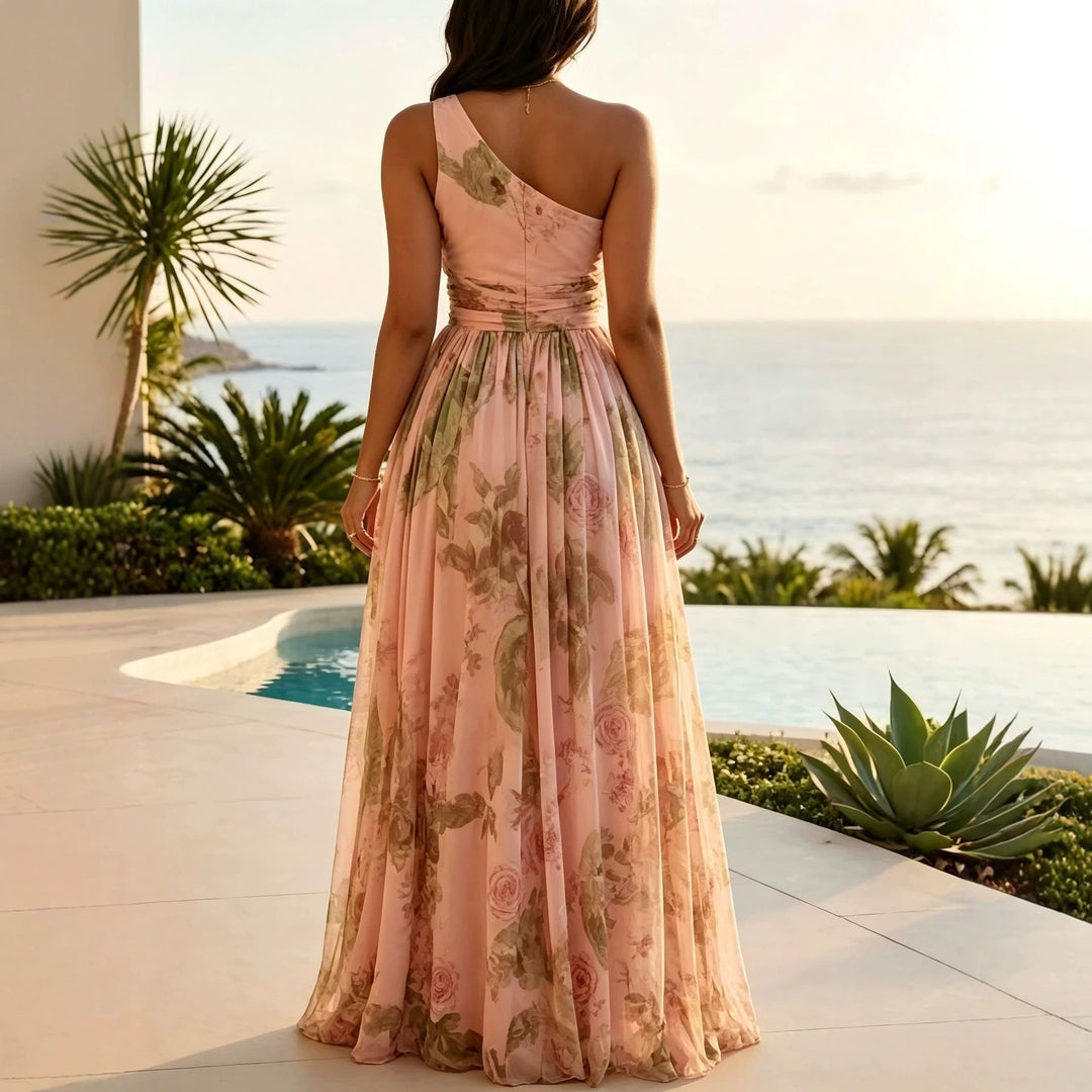 Robe Longue Fleurie à Rosette