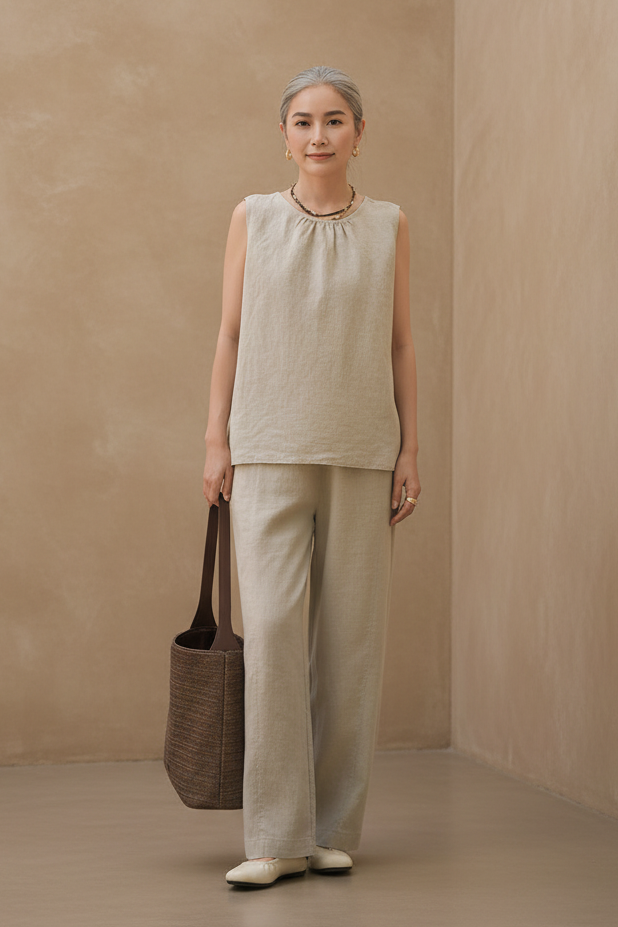 Ensemble Haut et Pantalon en Fibre Naturelle