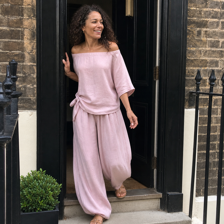 Ensemble Pantalon Large Épaules Dénudées