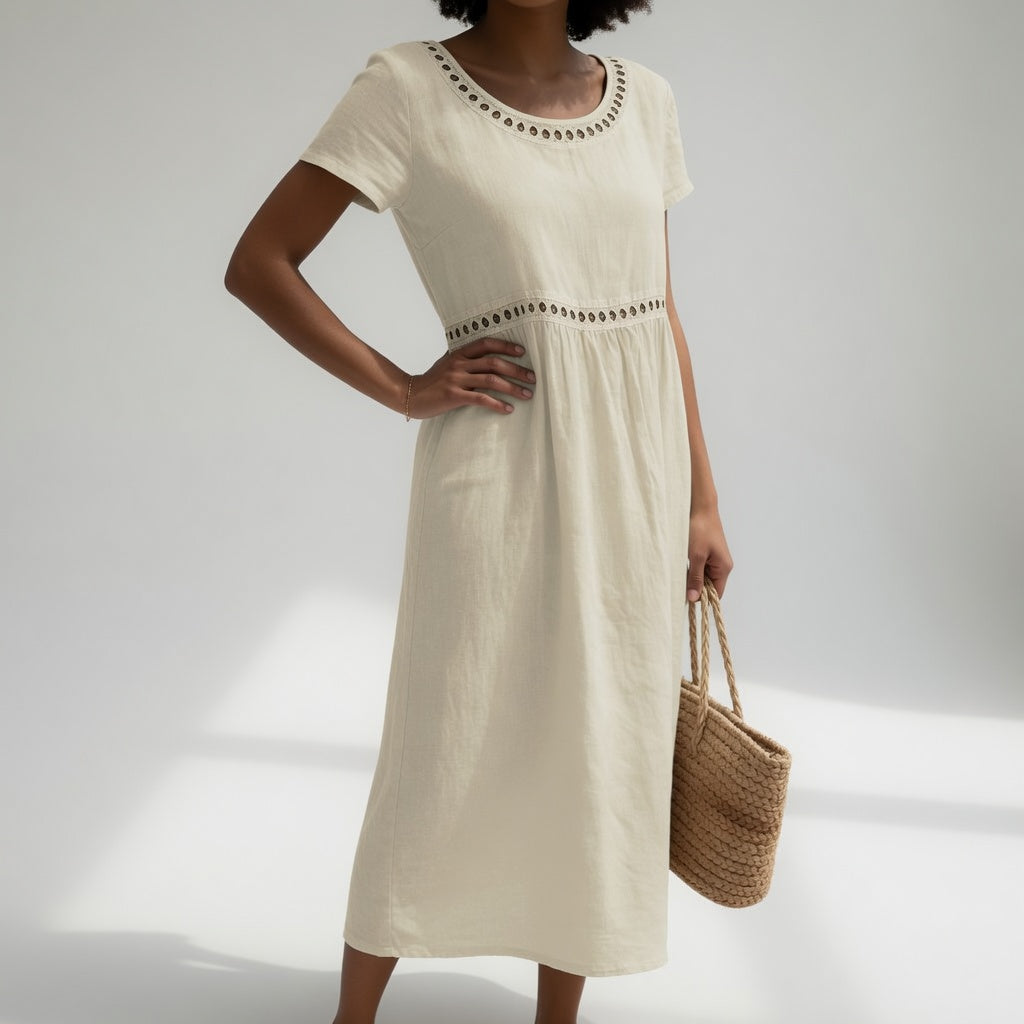 Robe Midi Ample Brodée