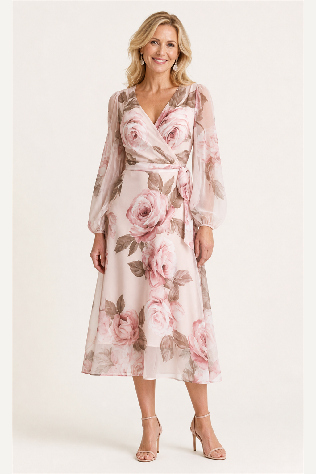 Robe Midi Fleurie Rose