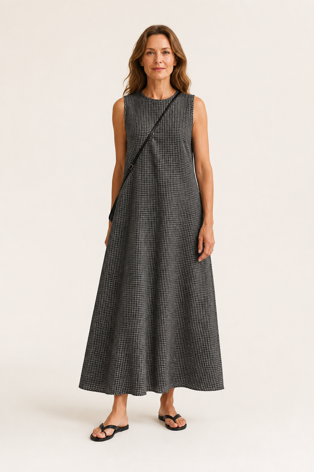 Robe Sans Manches à Carreaux Rétro