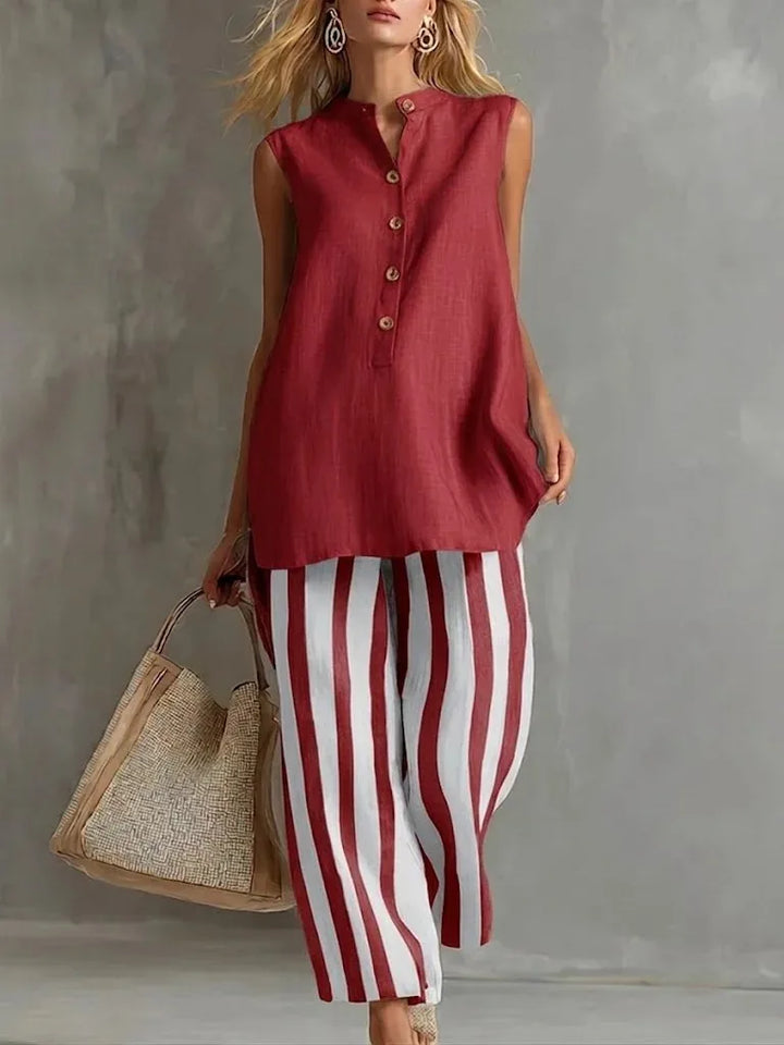 Ensemble Pantalon Large Rayé