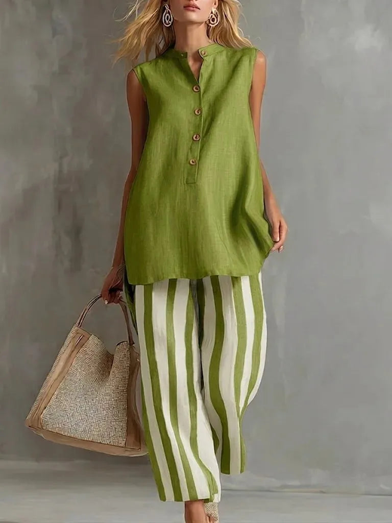 Ensemble Pantalon Large Rayé