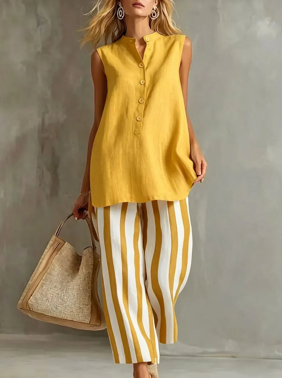 Ensemble Pantalon Large Rayé