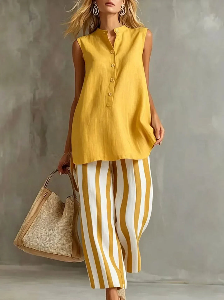 Ensemble Pantalon Large Rayé