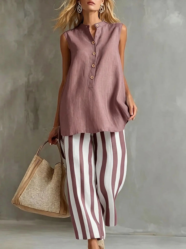 Ensemble Pantalon Large Rayé
