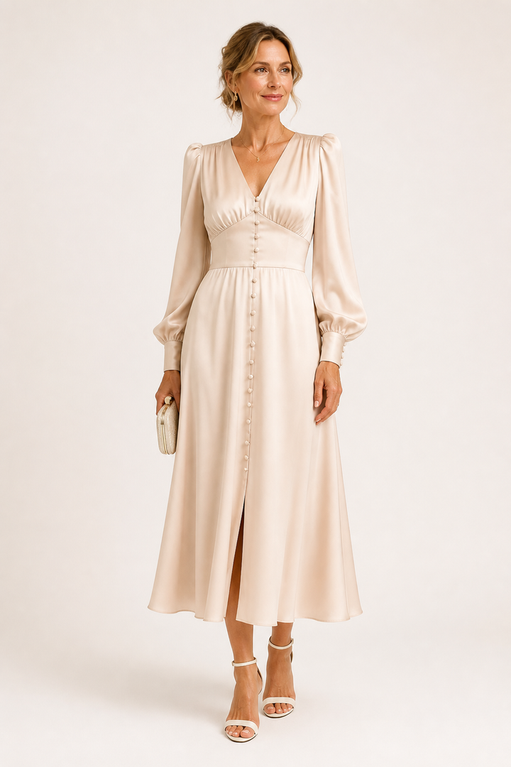 Robe midi col en V