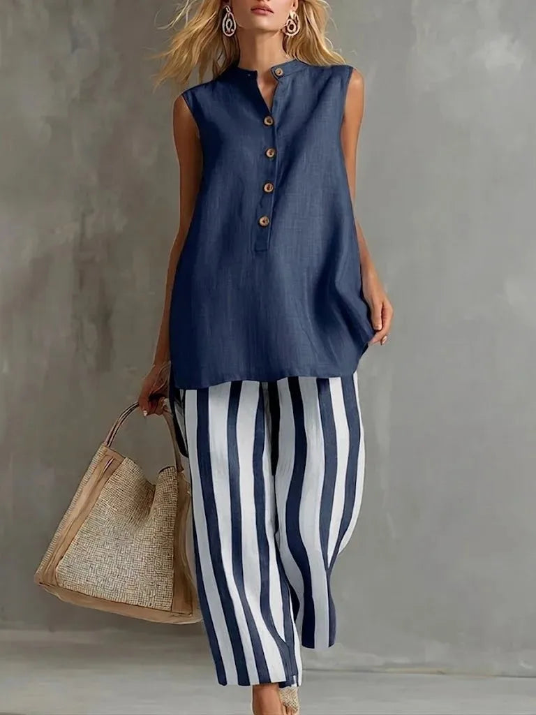 Ensemble Pantalon Large Rayé