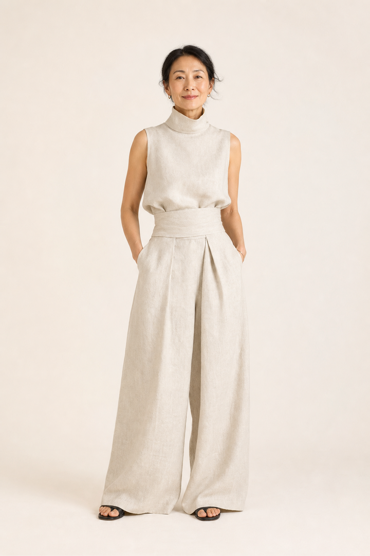 Ensemble Chemisier Sans Manches et Pantalon Large