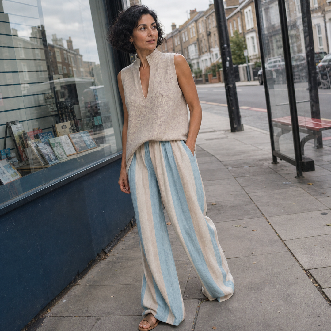 Ensemble Pantalon Rayé Ample