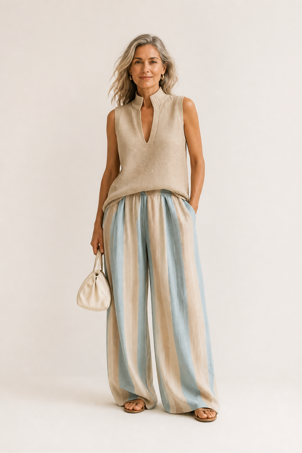 Ensemble Pantalon Rayé Ample