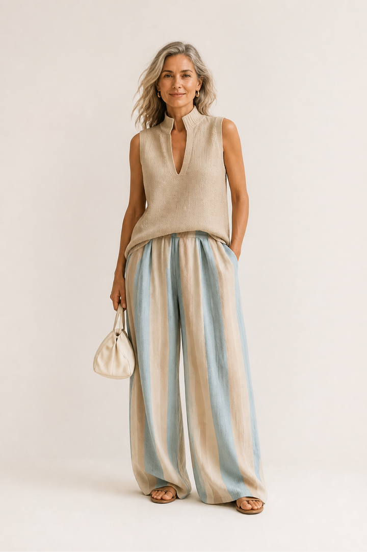Ensemble Pantalon Rayé Ample