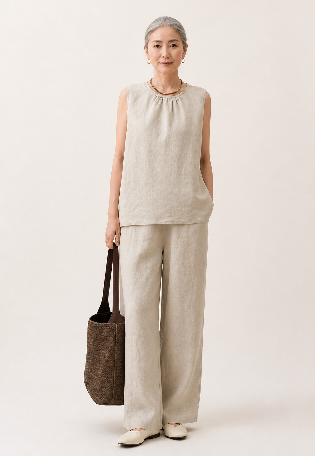 Ensemble Haut et Pantalon en Fibre Naturelle