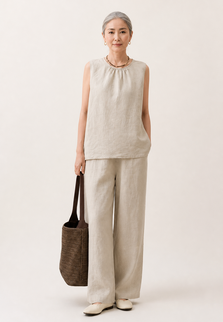 Ensemble Haut et Pantalon en Fibre Naturelle