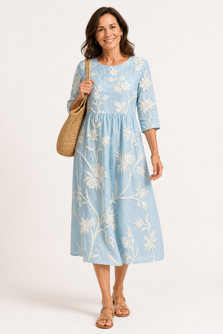 Robe Midi Fleurie Effet Ventre Plat