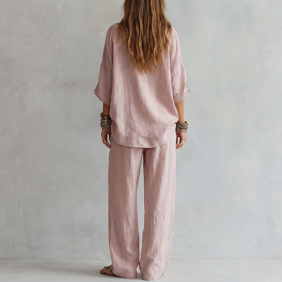 Ensemble Pantalon Large Épaules Dénudées