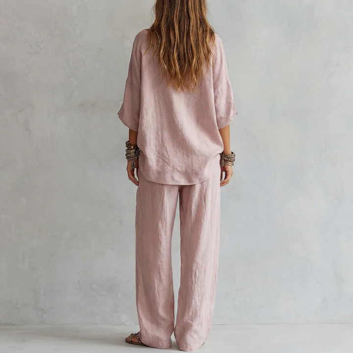 Ensemble Pantalon Large Épaules Dénudées