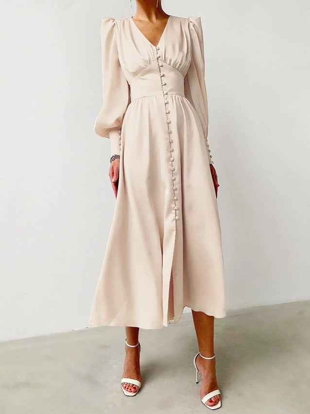 Robe midi col en V
