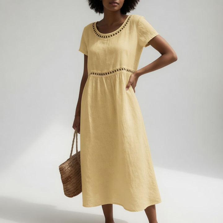 Robe Midi Ample Brodée