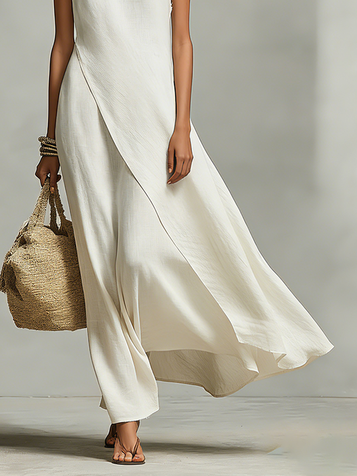 Robe Longue Ivoire Coupe Ample