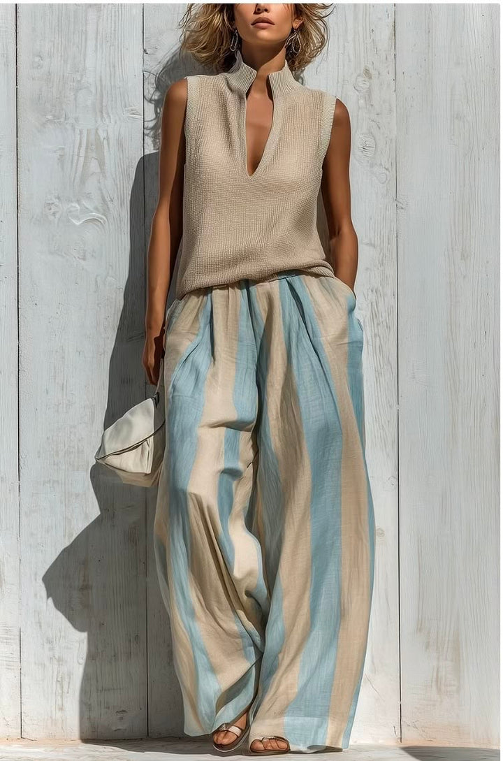 Ensemble Pantalon Rayé Ample