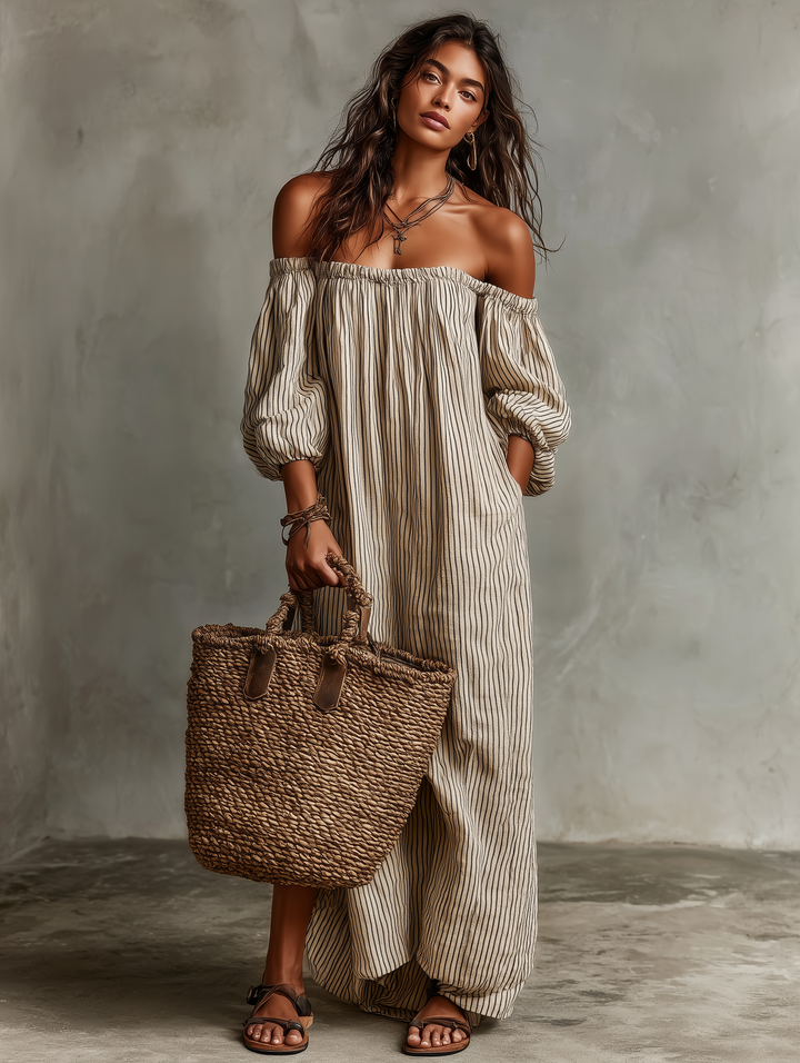 Robe Longue Épaules Dénudées Légère