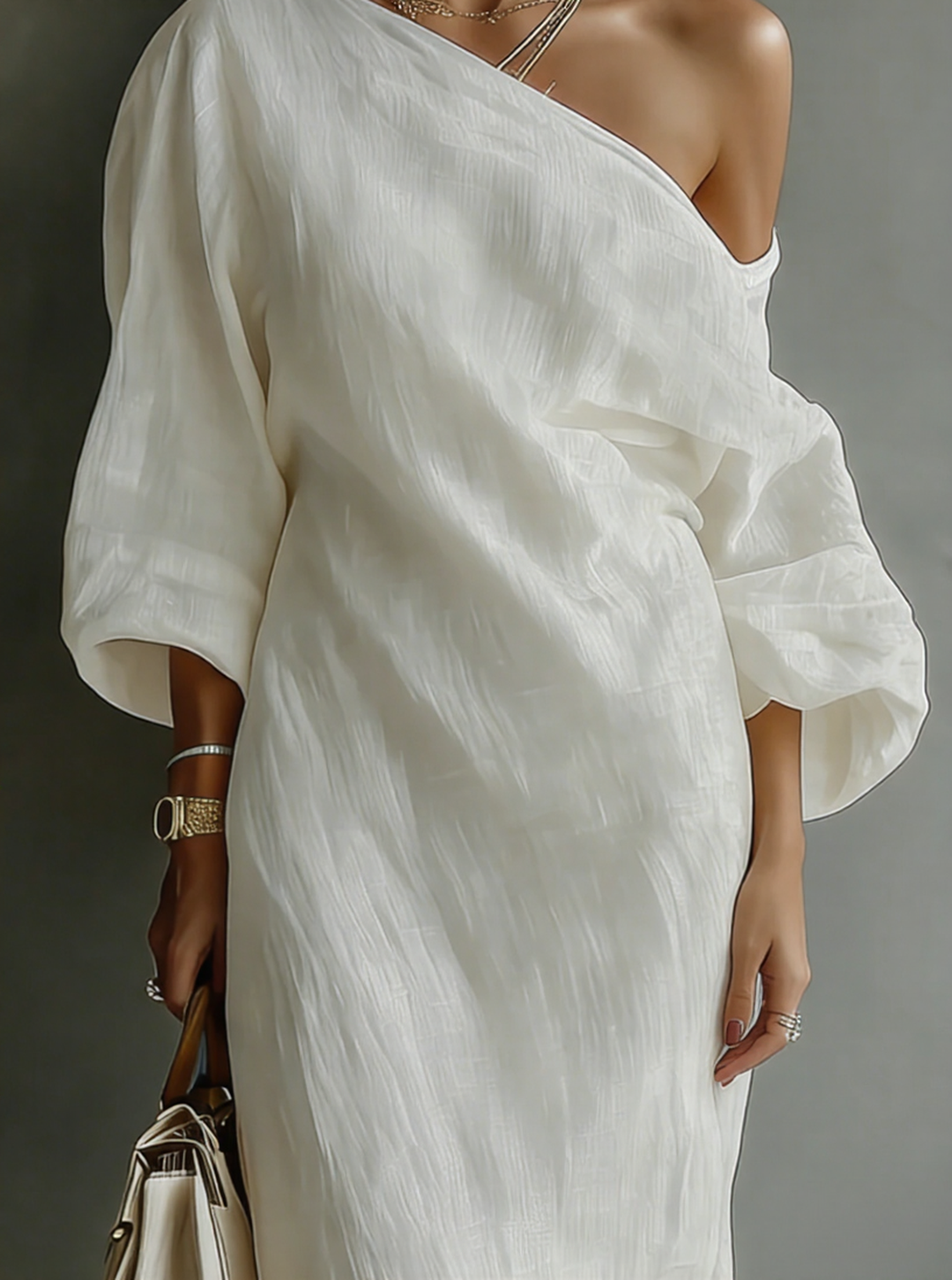 Robe Longue Blanche Une Épaule