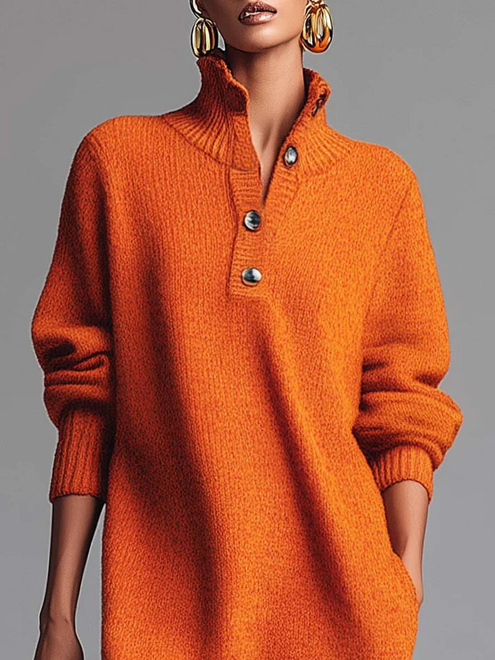 Robe midi en maille orange